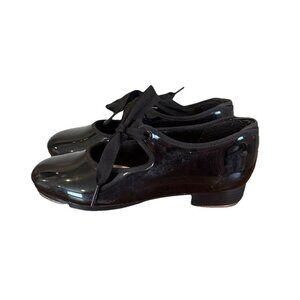 Capezio Jr. Tyette Tap Shoes N625C Patent Leather Girls Size 1.5 Black Dance